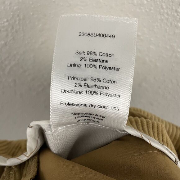 Veronica Beard Womens 4 Diva Khaki Corduroy Pant High Rise Wide Leg Crop Pant - Picture 7 of 7